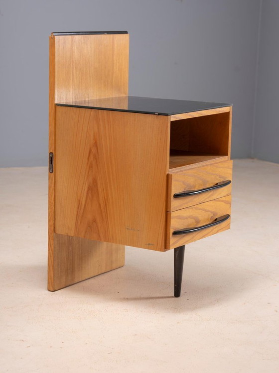 Pair of Vintage Czech Bedside Tables by Mojmir Požar, 1960s, Wood and Glass, 42 × 40 × 81 cm (photo 6 of 10)