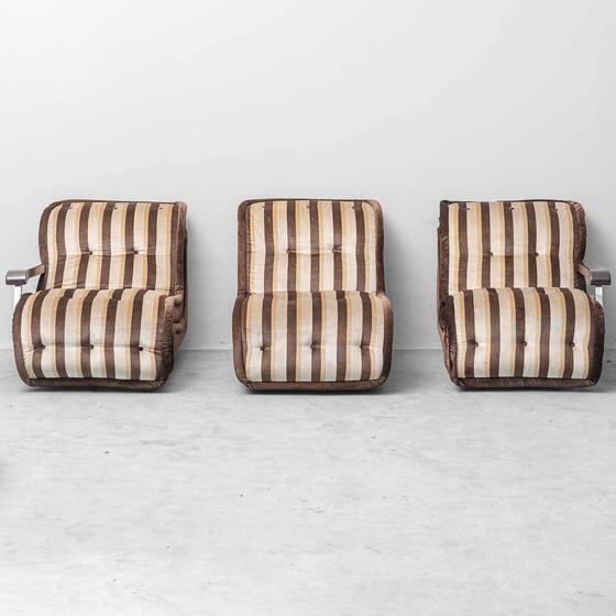 Divano modulare vintage Malga a 3 posti in tessuto a righe – Anni '70 – Sofà, Wood, Metal, Italian Design (photo 4 of 13)