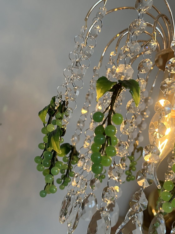 Image 1 of Set di 4 lampadari vintage a goccia con frutta e uva verde di Murano