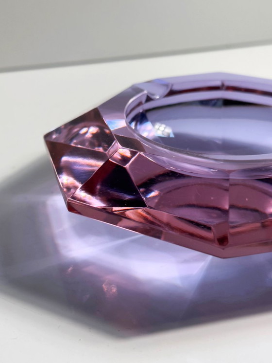 Image 1 of Cendrier vintage en verre Alexandrite Cesare Toso Fratelli Toso Prisma années 70 Italie Palo Santo bol Murano années 70