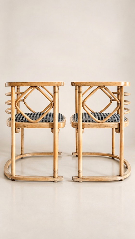 Set 2 sedie FLEDERMAUS Mundus Vienna Austria, J.&J. Kohn - Josef Hoffmann, Sedie da pranzo, Legno, Beige (foto 6 di 8)