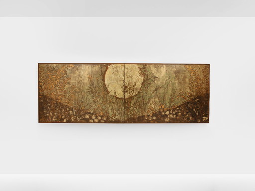 Nicolas Seailles large two lacquered panels framed 19788