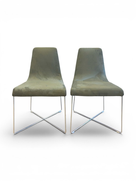 Image 1 of 4 sedie di design - Ligne Roset - velluto verde