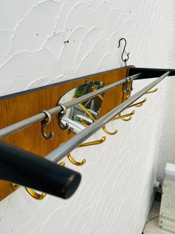 Image 1 of Vintage teak wall-mounted coat rack and mirror