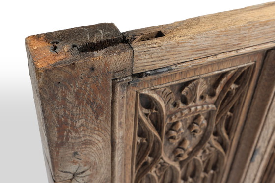 Image 1 of Pannello neogotico fiammingo intagliato a mano in rovere massello, ca. 1850
