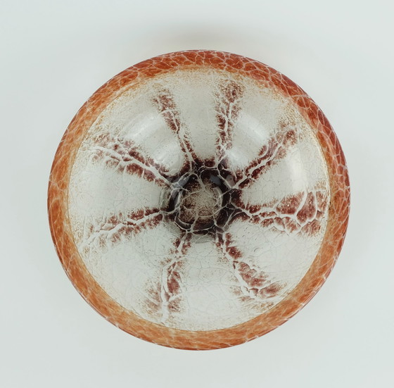 Image 1 of Ciotola in vetro Art Deco Ikora di WMF Karl Wiedmann, anni &#39;30, arancione e rosso scuro
