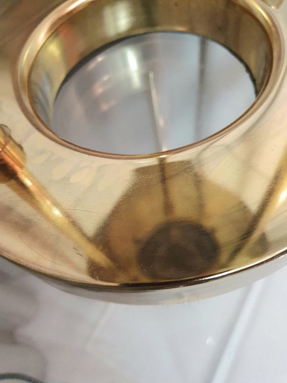 Image 1 of Lámpara de mesa "Saturno", latón y vidrio, Robert Sonneman, años 80