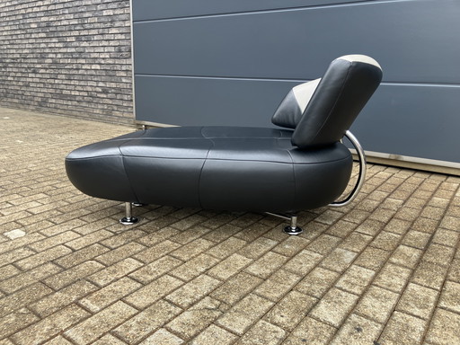 Leolux Kikko Chaise longue relax Senso cuero negro ¡¡¡ZGAN!!!