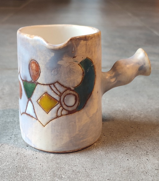 Ceramic creamer pitcher signed Marie-Christine Treinen