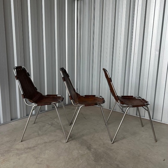 Image 1 of Set van 3 vintage Les Arcs stoelen - Charlotte Perriand