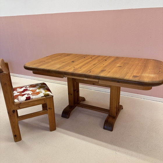 Image 1 of Table de salle à manger extensible en pin des années 1970