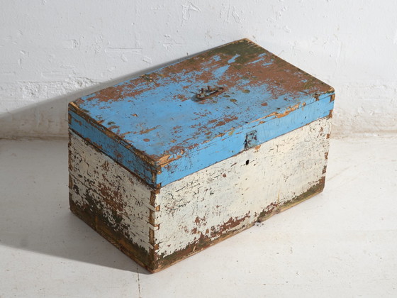 Antique painted small chest in pine wood – Poland, circa 1930 – Chest of drawers, Iron, Rustic (photo 16 of 40)