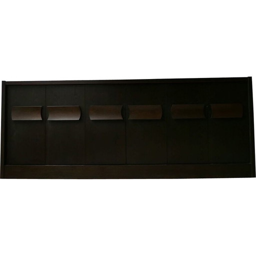 Aparador brutalista vintage de madera chapada y teñida, Bélgica, 1970
