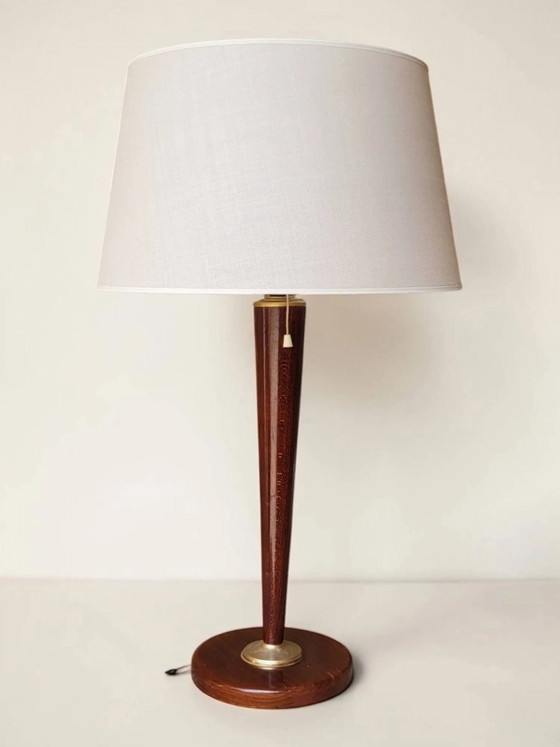 Unilux Design Mazda Lamp 1960s – Table lamps, Wood, Cotton, Mid Century Modern (photo 8 of 11)