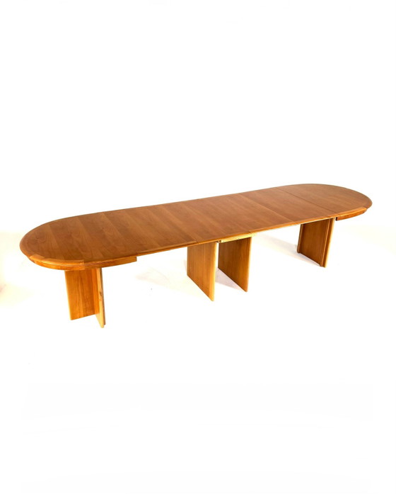 Vintage XXXL extendable teak dining table '80s (350cm!), Wood, Metal, Brown (photo 11 of 15)