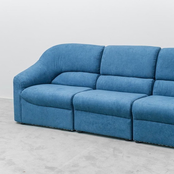 Image 1 of 1970S BLUE FOUR-SEAT SOFA – VINTAGE ITALIAN MODERN DESIGN