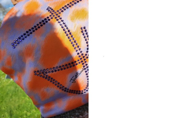Image 1 of Cavalli Oranje Paarse Strass Handgemaakte Tote Bag