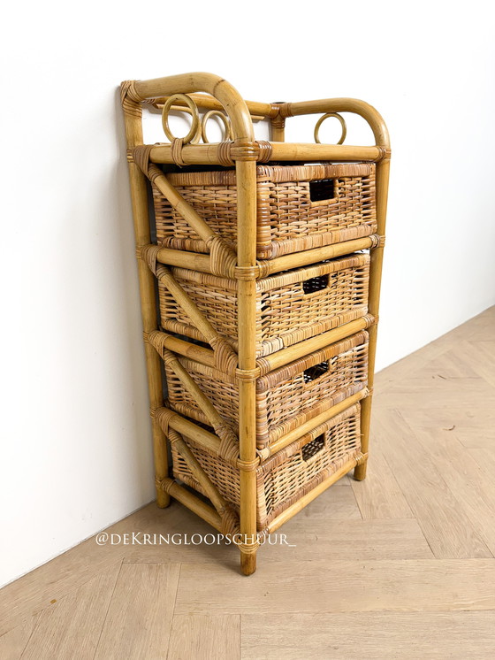 Image 1 of Cassettiera vintage in rattan, quattro cassetti