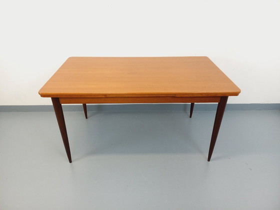 Image 1 of Rectangular Scandinavian-style vintage dining table from the 1950s/60s in teak with extensions