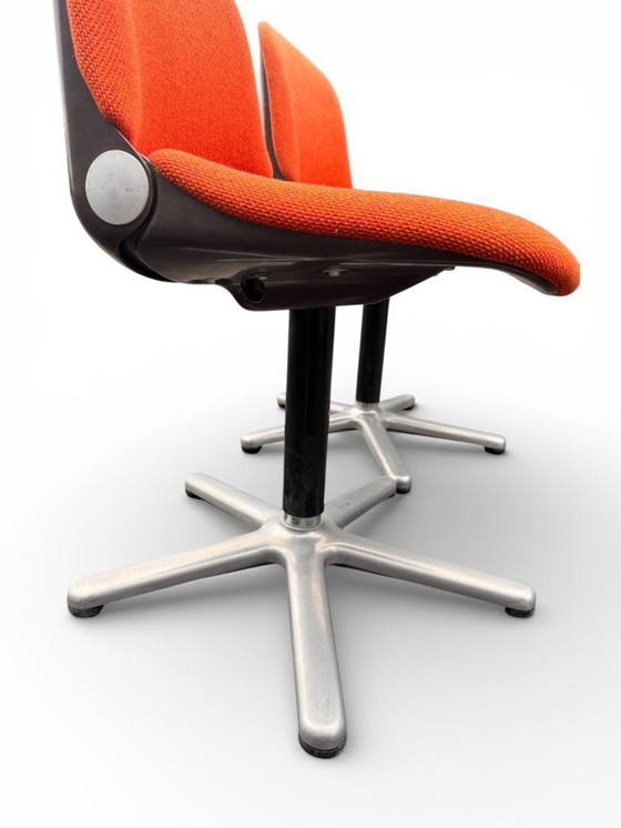 Image 1 of Coppia di sedie Wilkhahn vintage modello 231/5 - Tessuto arancione e alluminio (anni '70)