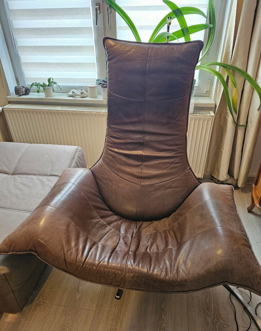 Gerard van den Berg Vintage Ledersessel / High Back Lounge Chair / Dutch Design