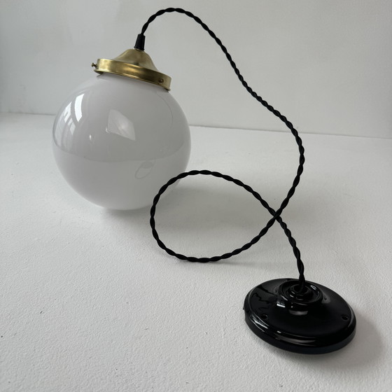 Image 1 of Vintage Opaline 18 Cm Round Hanging Lamp