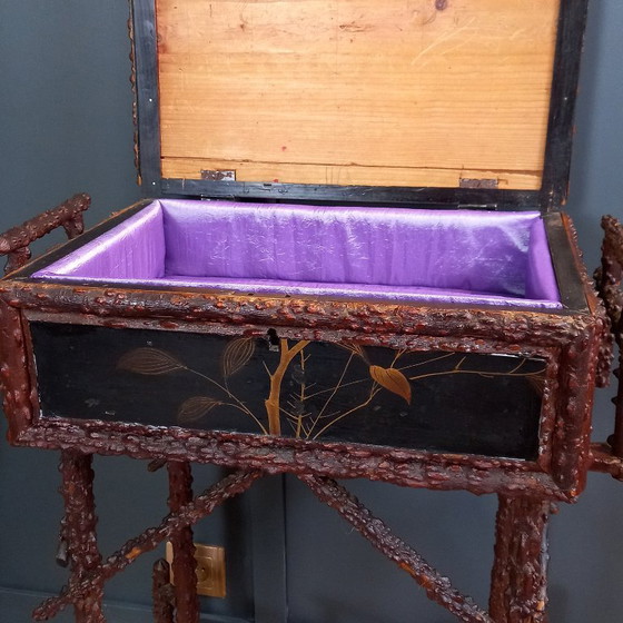 Image 1 of Antique Japanese Faux Bois sewing table