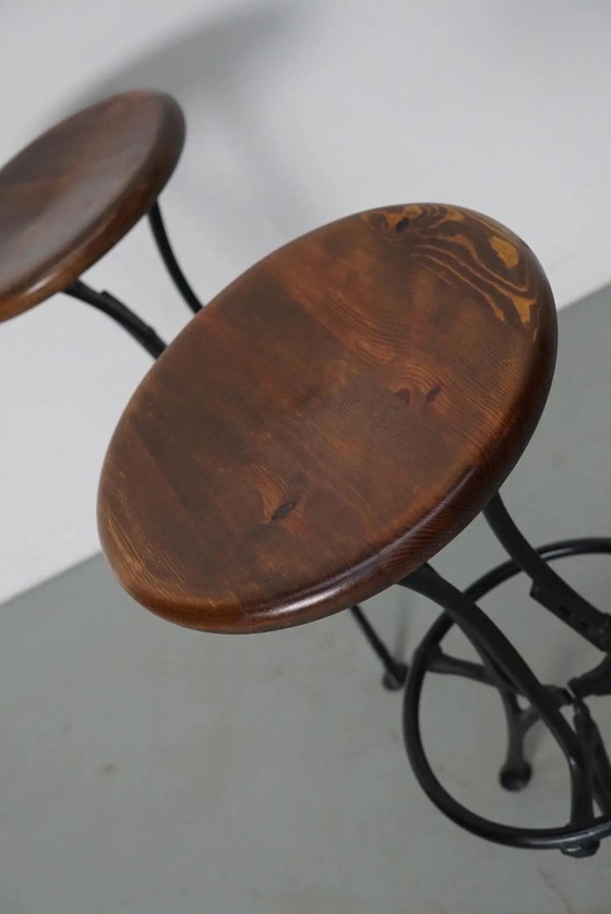 Image 1 of Set of Italian industrial workshop stools / bar stools