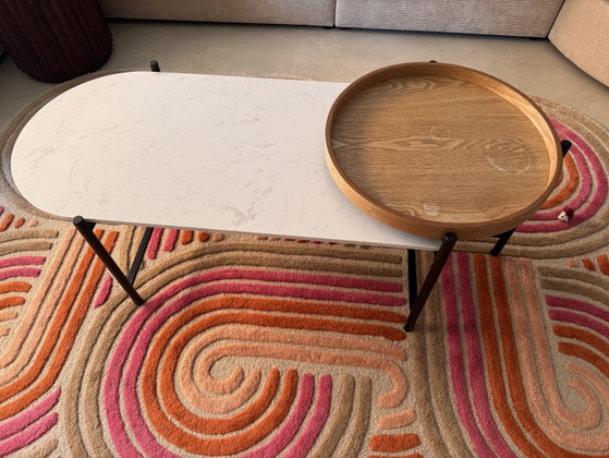 Coffee table marble wood iron (photo 3 of 6)