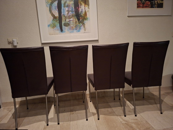 4 Bert Plantagie eetkamerstoelen – Leather, Metal (photo 6 of 7)