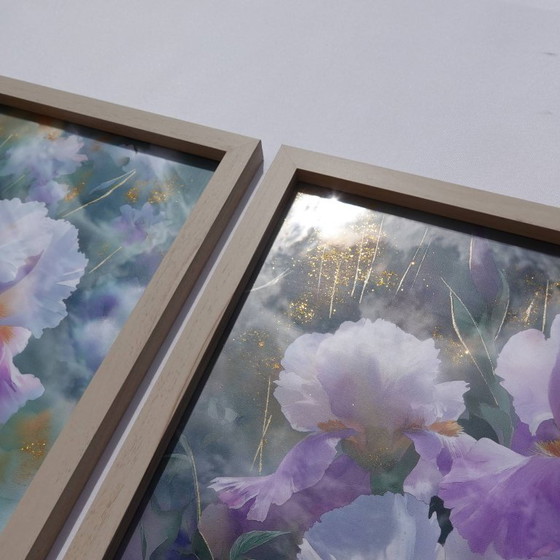 Image 1 of  Irises B103 - diptych in frame