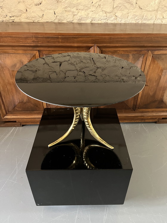 Image 1 of 70s side table in brass and glass