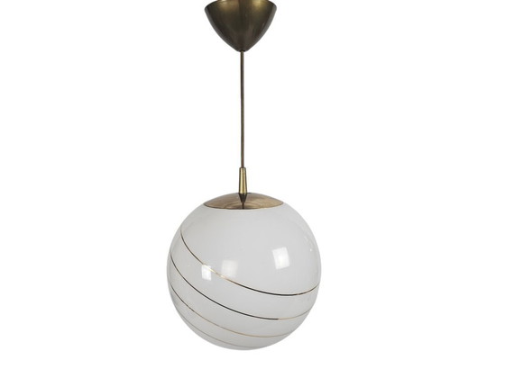 Image 1 of Suspension globe Massive - Style Hollywood Regency - Opaline - Belgique - Années 70