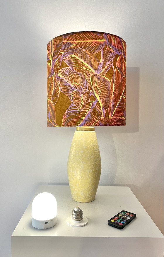 Image 1 of Scheurich table lamp from the 1950s. Upcycled, new shade, cordless.