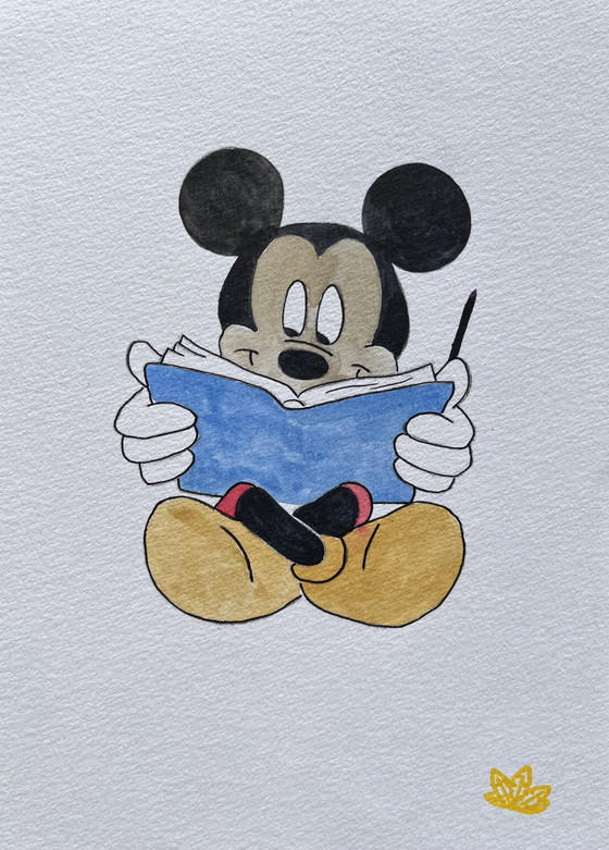 Image 1 of Watercolor illustration of Mickey Mouse, 21x15cm