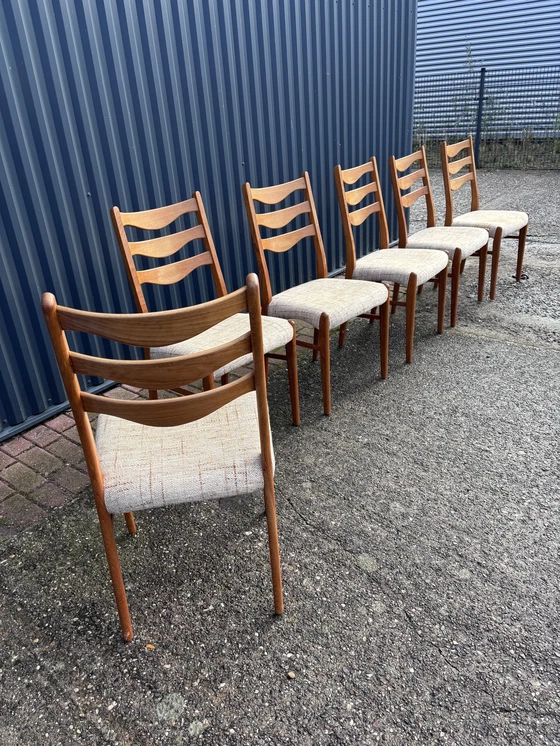 Image 1 of 6 Stuk Vintage Eetkamerstoelen Teak Deens