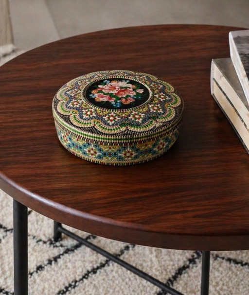 Vintage holländische Metalldose mit Mosaikmuster