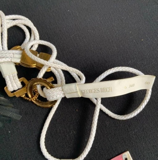 GEORGES RECH – Rara cintura vintage a tripla treccia (pelle e tessuto) anni '80