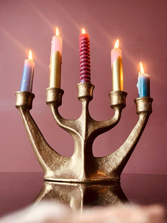 Image 1 of ¡Único! Candelabro de latón Van Gilde de mediados de siglo.