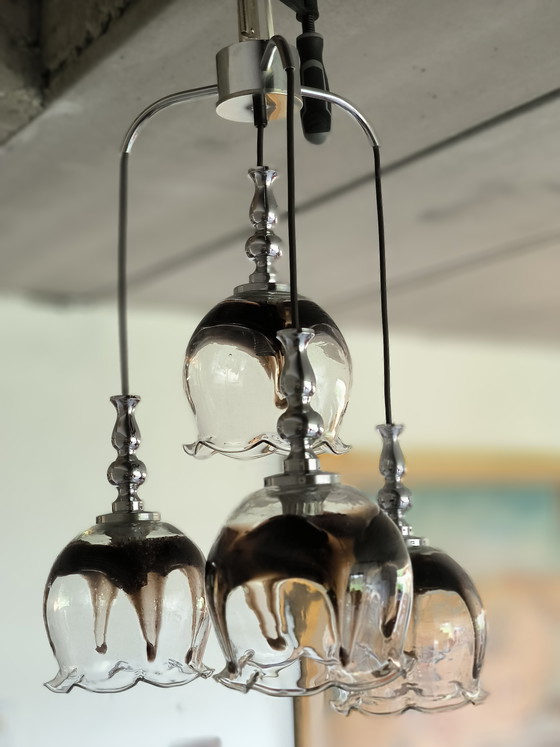 Image 1 of Lampadario a cascata con 4 elementi in vetro di Murano, Italia, anni '60.