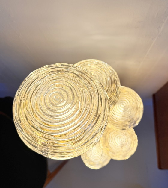 Image 1 of Brutalistische vloerlamp, bamboe & glas ‘80