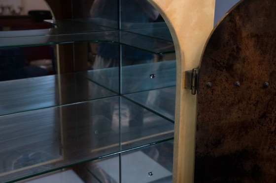 Image 1 of Aldo Tura Mid-Century Modern Goatskin Parchment Bar Cabinet, Italy, 1960s