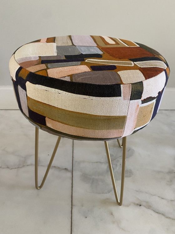 Image 1 of Recycled stool upholstered with designer fabric