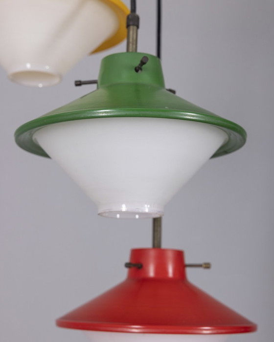 Image 1 of Lustre vintage en vitrail des années 1960, conçu par Stilnovo