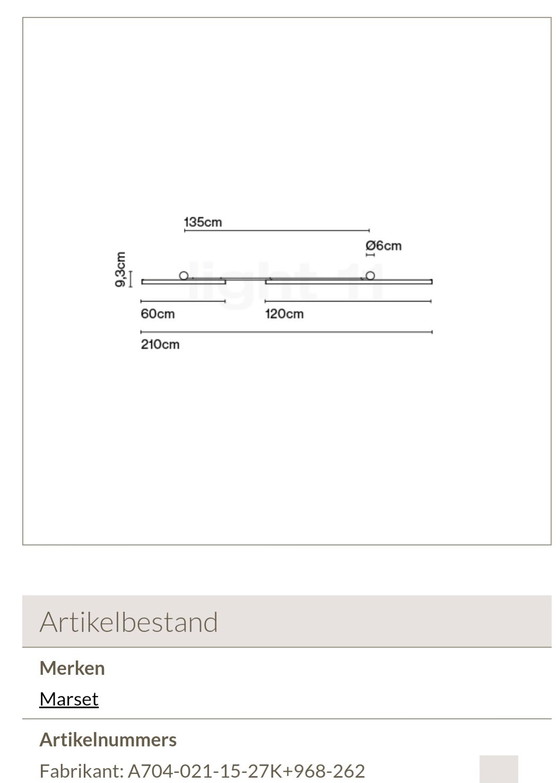 Image 1 of Marset AMBROSIA A 210 Matt Gold 2700K Wandleuchte