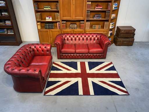 Chesterfield 3+2 Zit Bankstel Oxblood Rood – banken, Leather