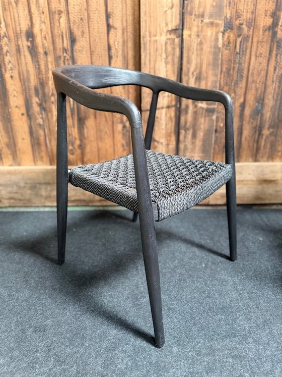 Image 1 of 4 X Castle Line ANAIS armstoel teak ebony, zwarte weving