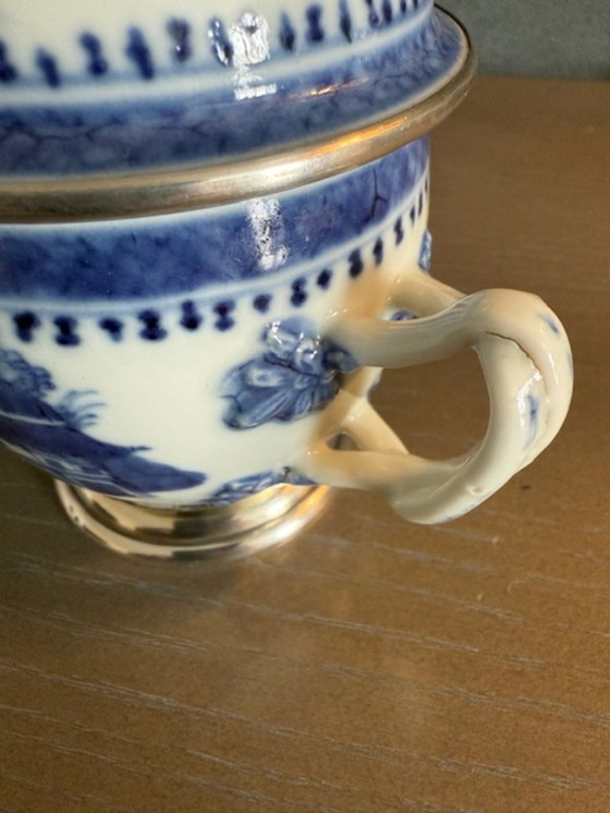 Image 1 of Mosterdpot Sterling Zilver .916 Leitão & Irmão (Koninklijke Juwelier) & China Porselein