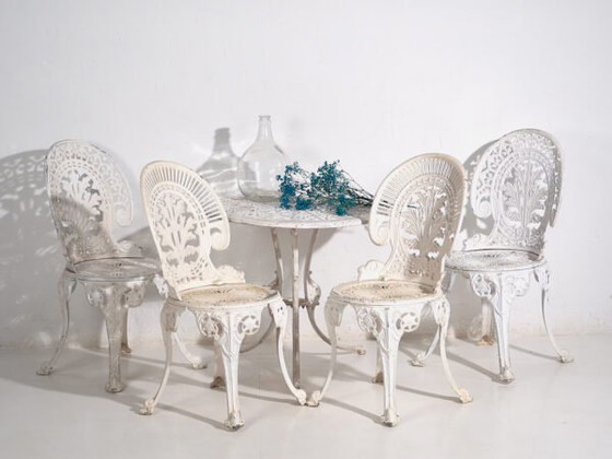 Conjunto de mesa y sillas de jardín Art Nouveau (c.1950). Set de 5 piezas – Conjuntos de jardín, Aluminium (photo 6 of 39)