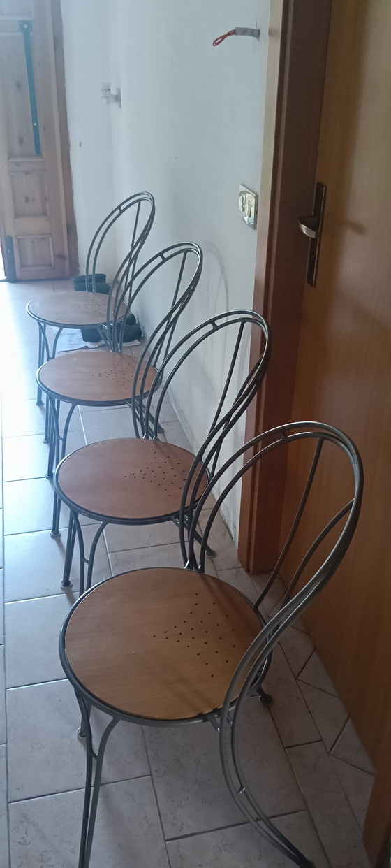 Set 4 Sedie Vintage IKEA Pajala – Anni '90 Metallo e Legno – Sedie da pranzo, Wood (photo 4 of 5)